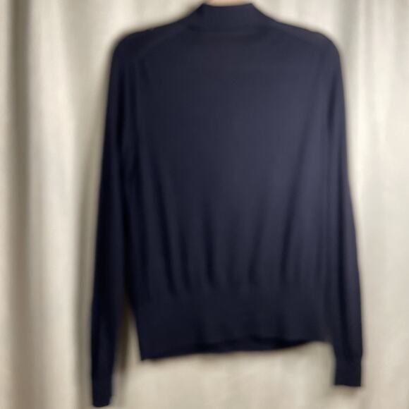 Tory Burch Size M - Merino Wool Sweater - Navy W/Ruffle - Long Sleeve *Flaw* - Picture 3 of 5